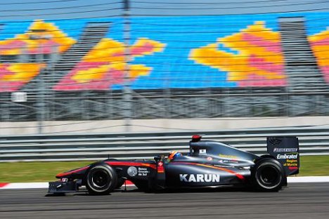 Hispania køreren Karun Chandhok var sidste mand til at sætte en tid.